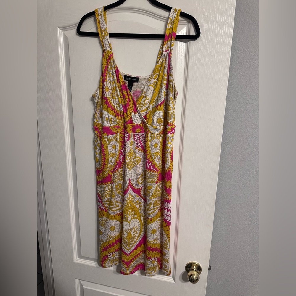 INC International Concepts Pink and Yellow Sleeveless Sundress